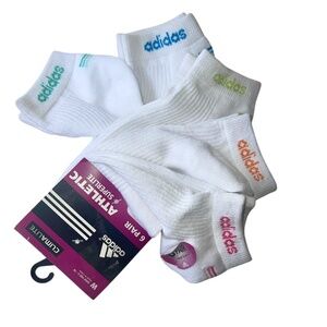 Adidas Women's 6-Pk. Pair Superlite Climalite Socks Shoe Size 5-10 White Stripe